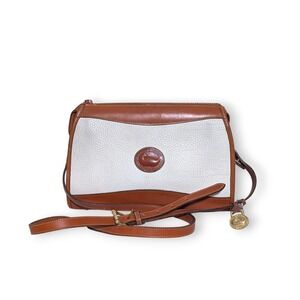 Dooney & Bourke Vintage Farmhouse Cottage Bag White Tan All Weather Leather USA
